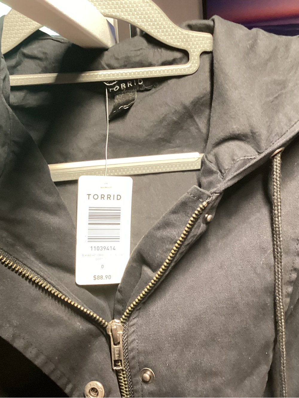 torrid Black Hooded Jacket with Brass-Tone Zipper